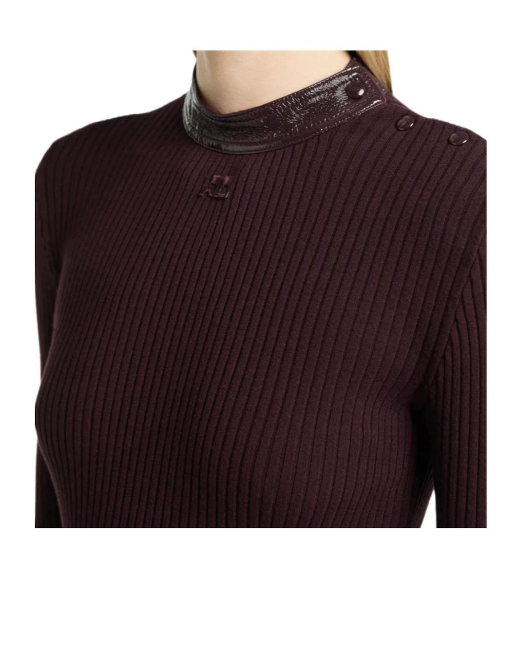 Courreges Purple Courrèges Logo Patch Ribbed Top