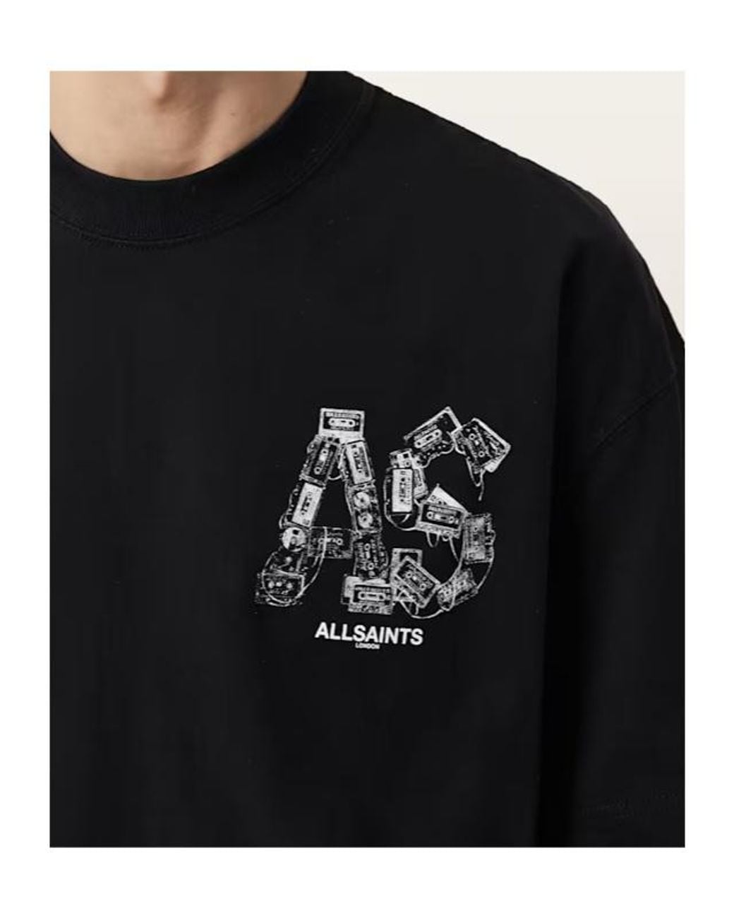 AllSaints Black Mixtape Graphic T-Shirt for men