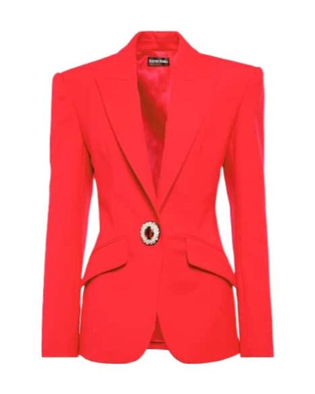 David Koma Red Embellished Virgin Wool Blazer