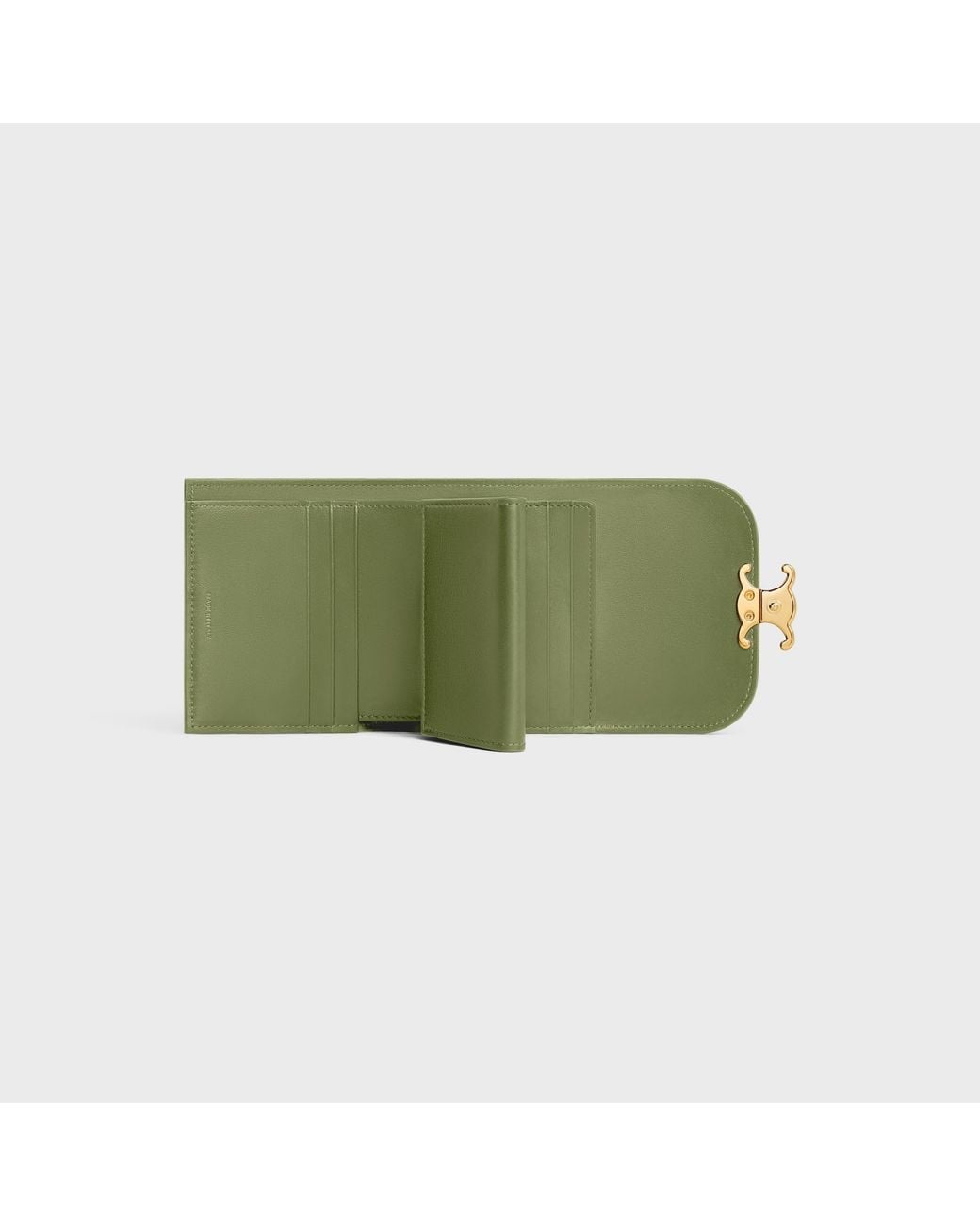 Céline Green Small Flap Wallet Triomphe