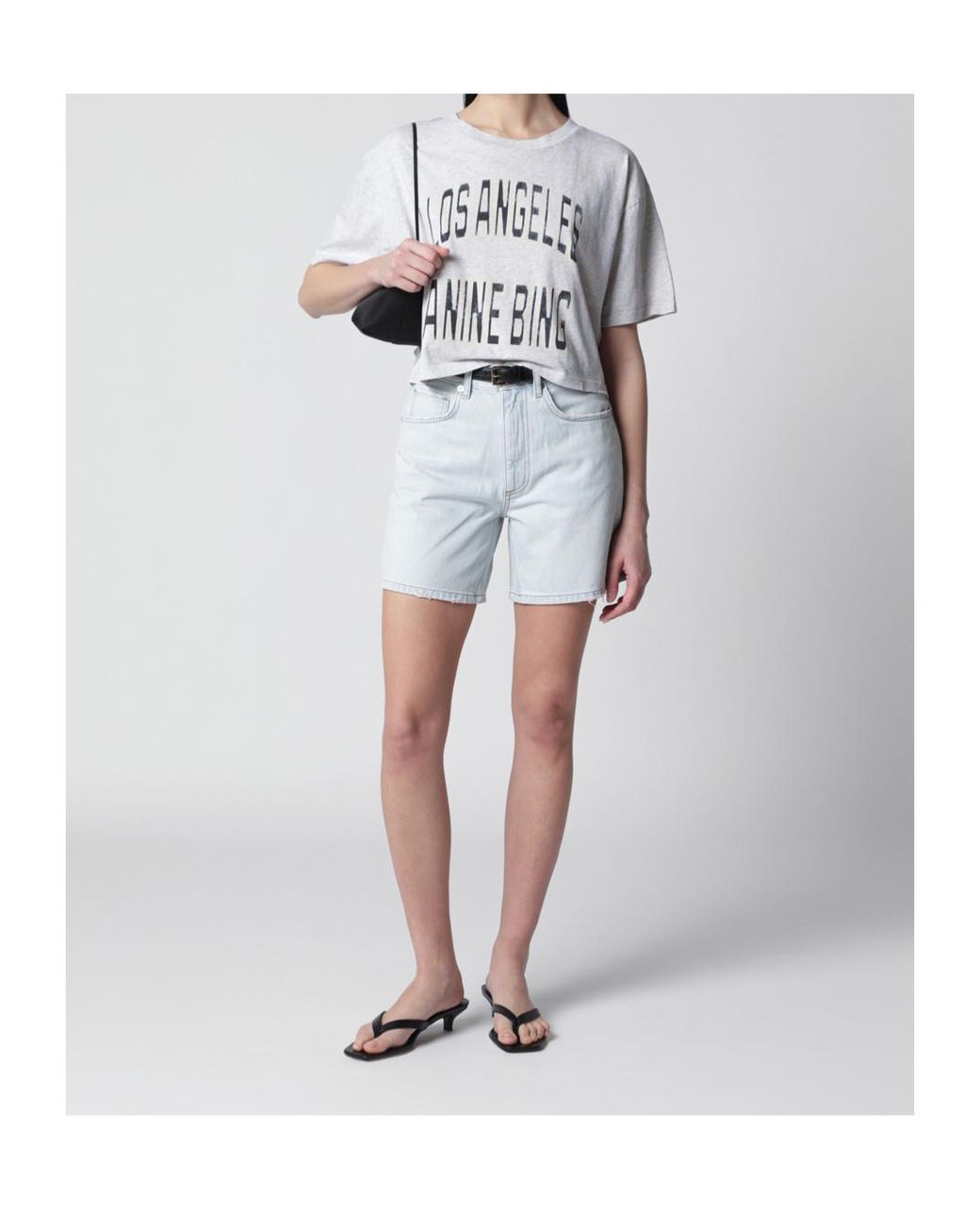 Anine Bing Blue Delaney Frayed-Edge Denim Shorts