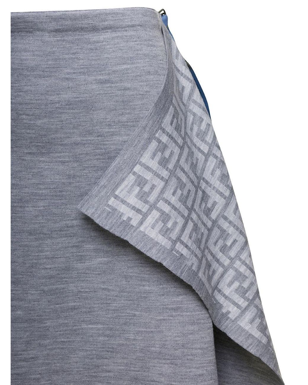 Fendi Gray Asymmetrical Hem Midi Skirt