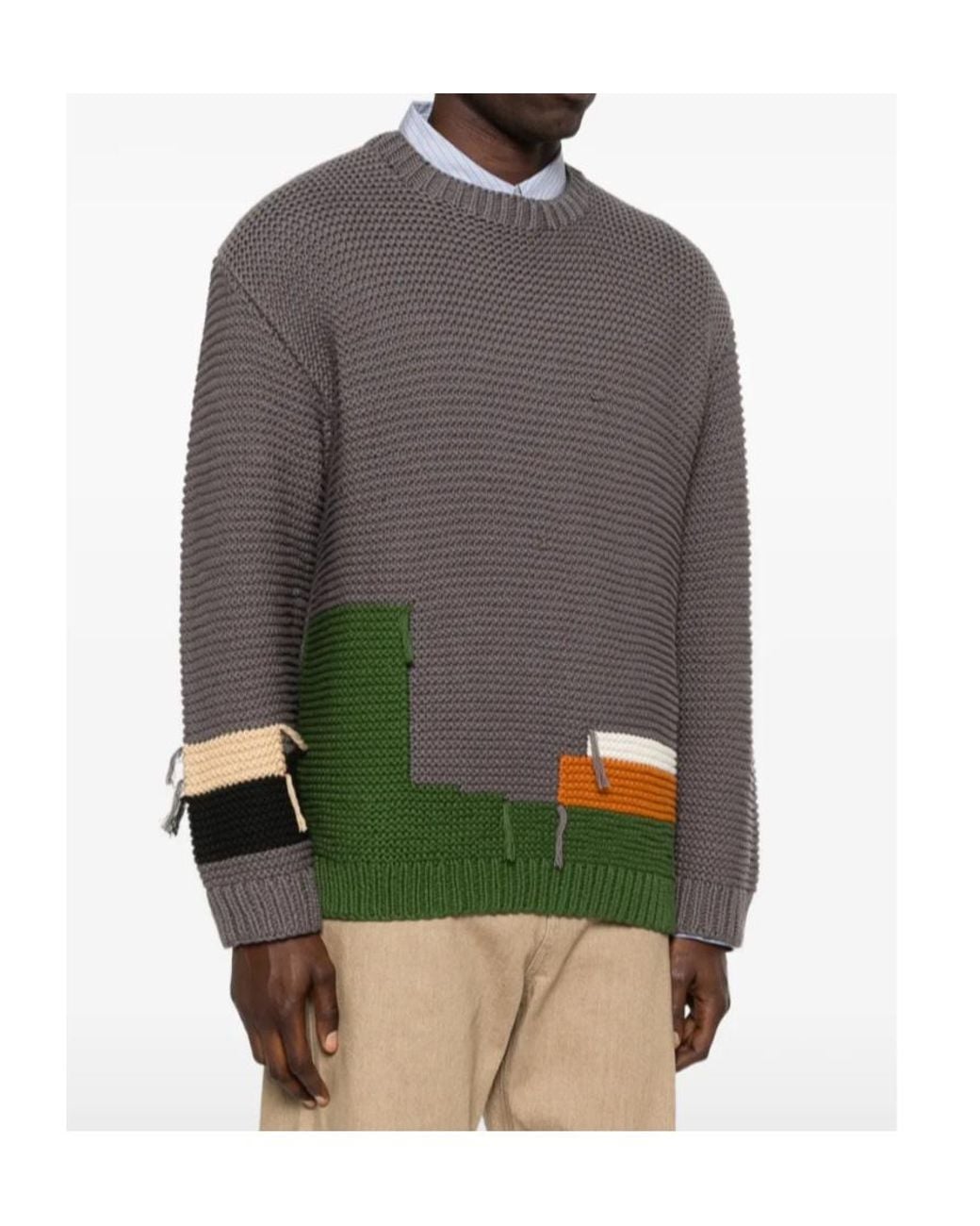 YMC Gray Patchwork Sweater for men