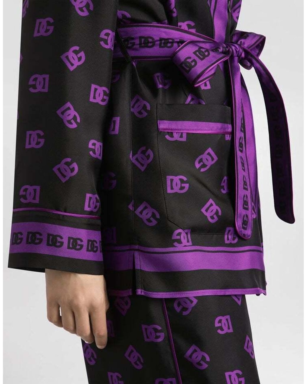 Dolce & Gabbana Purple Dg All-Over Printed Twill Vanity Shirt