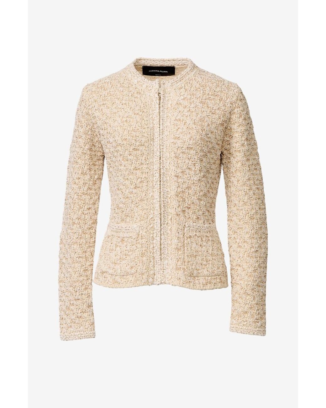Fabiana Filippi Multicolor Denim Effect Sequin Tweed Jacket