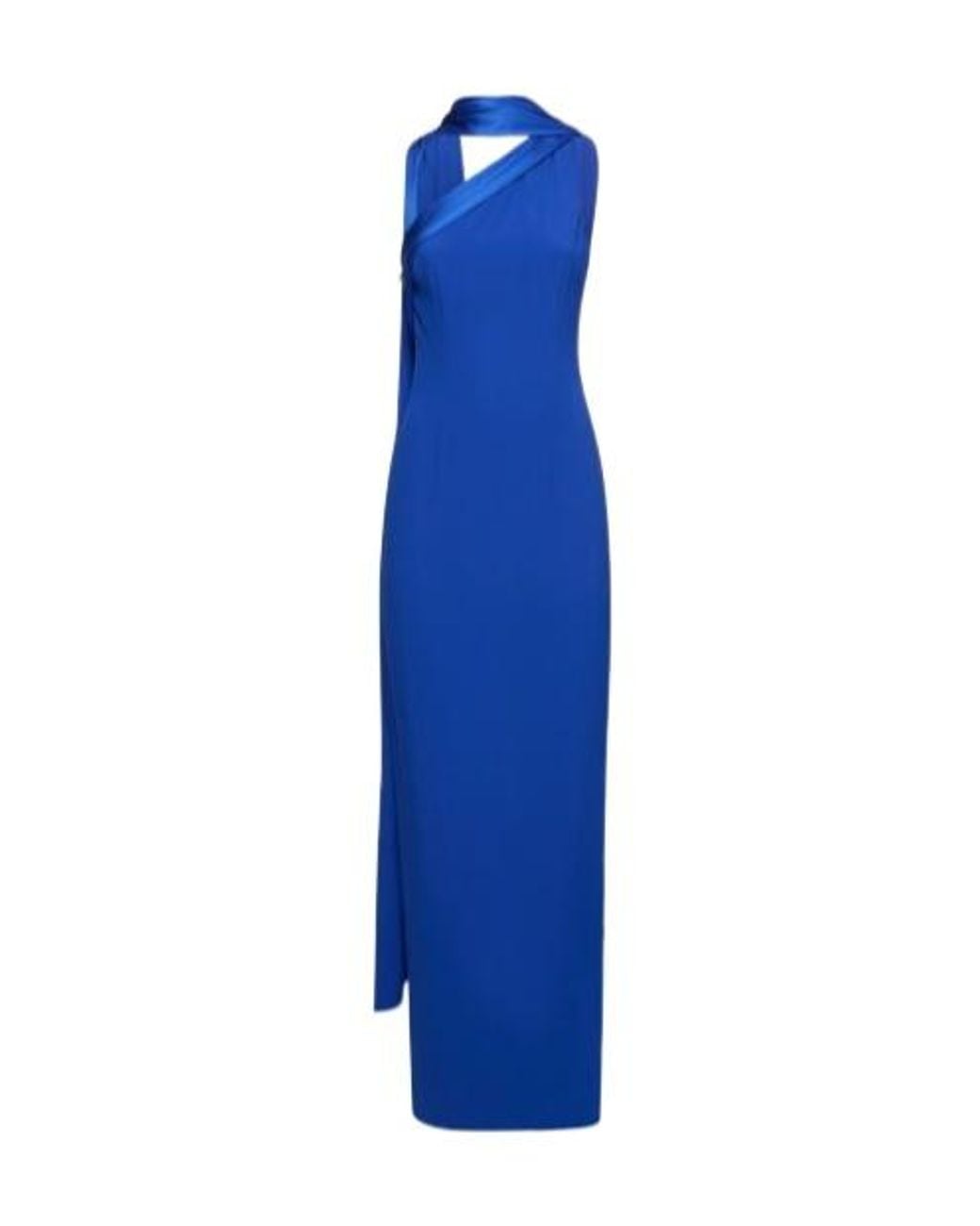 Roland Mouret Blue One-Shoulder Long Evening Dress