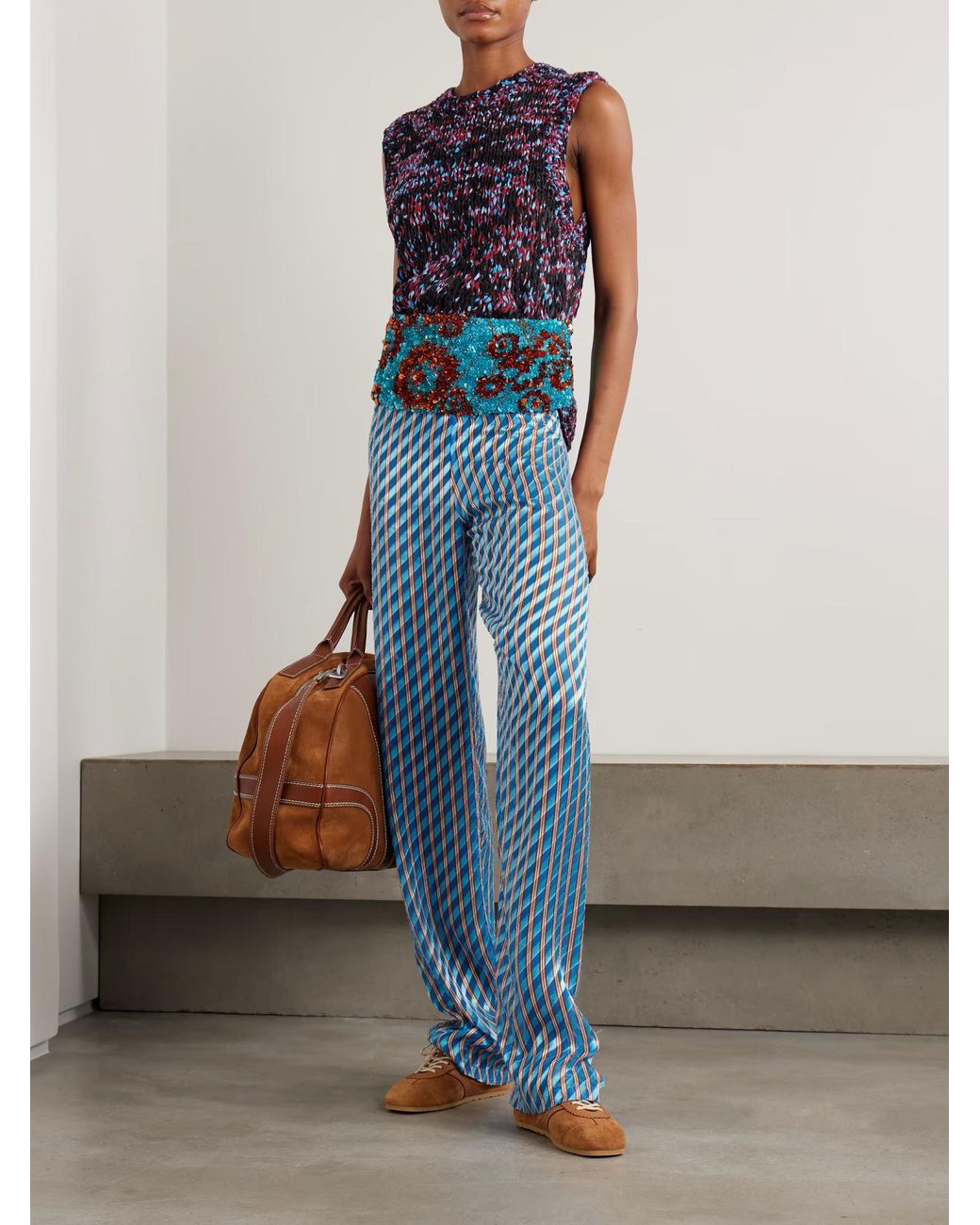 Dries Van Noten Blue Crew Neck Knitted Vest
