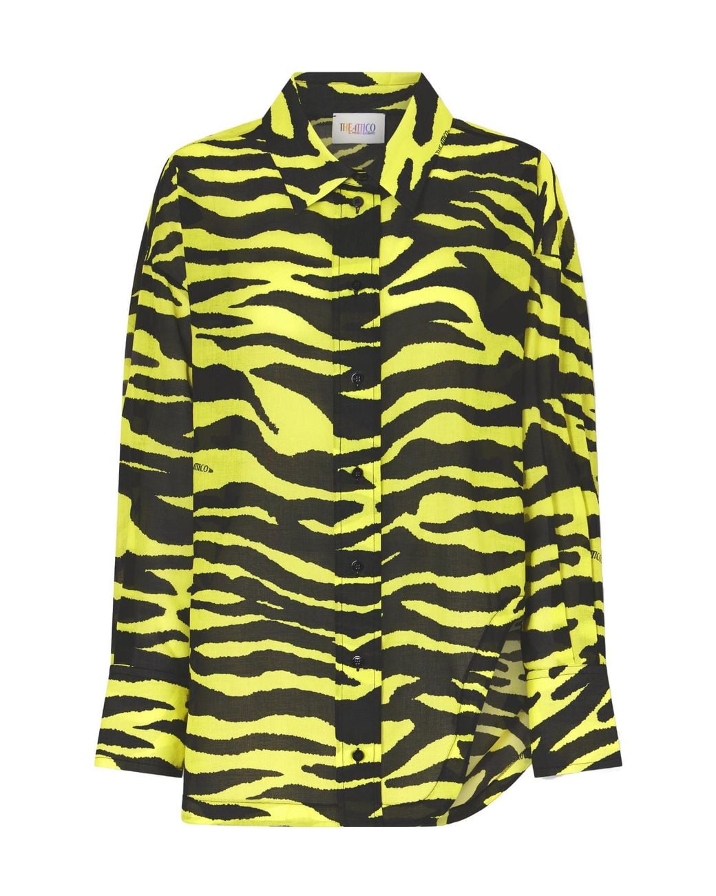 The Attico Yellow Il Primo Bagno Animal-Print Cotton Shirt