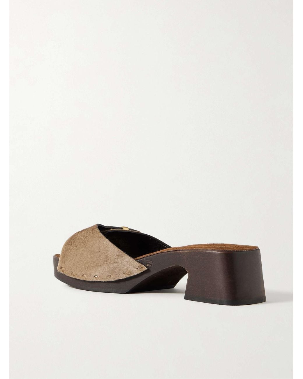 Khaite Brown Britt Block Heel Clogs