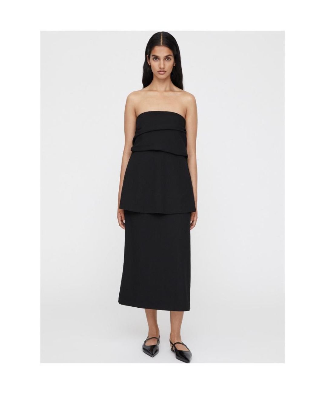Totême Black Totême Logo Printed Crepe Tube Top