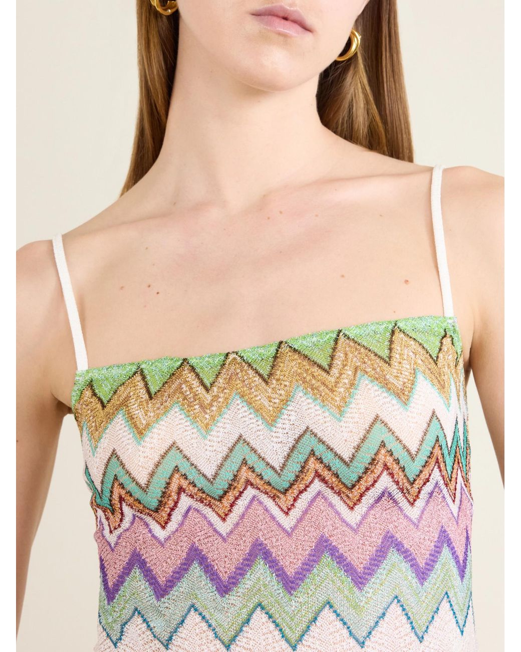 Missoni Multicolor Striped Metallic Crochet-Knit Dress