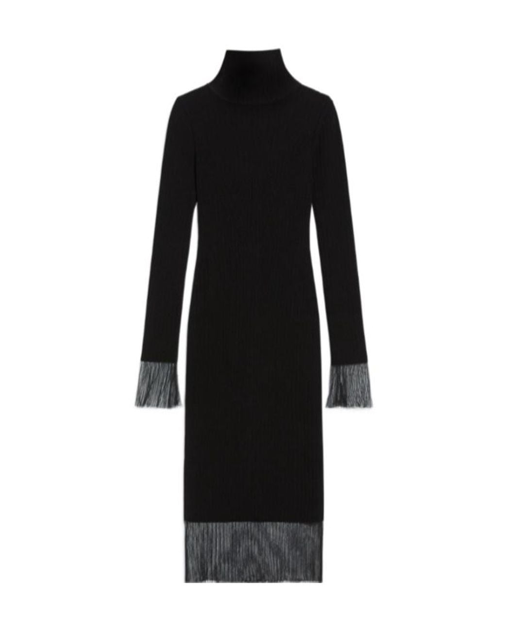 Sportmax Black Long-Sleeved Wool Dress