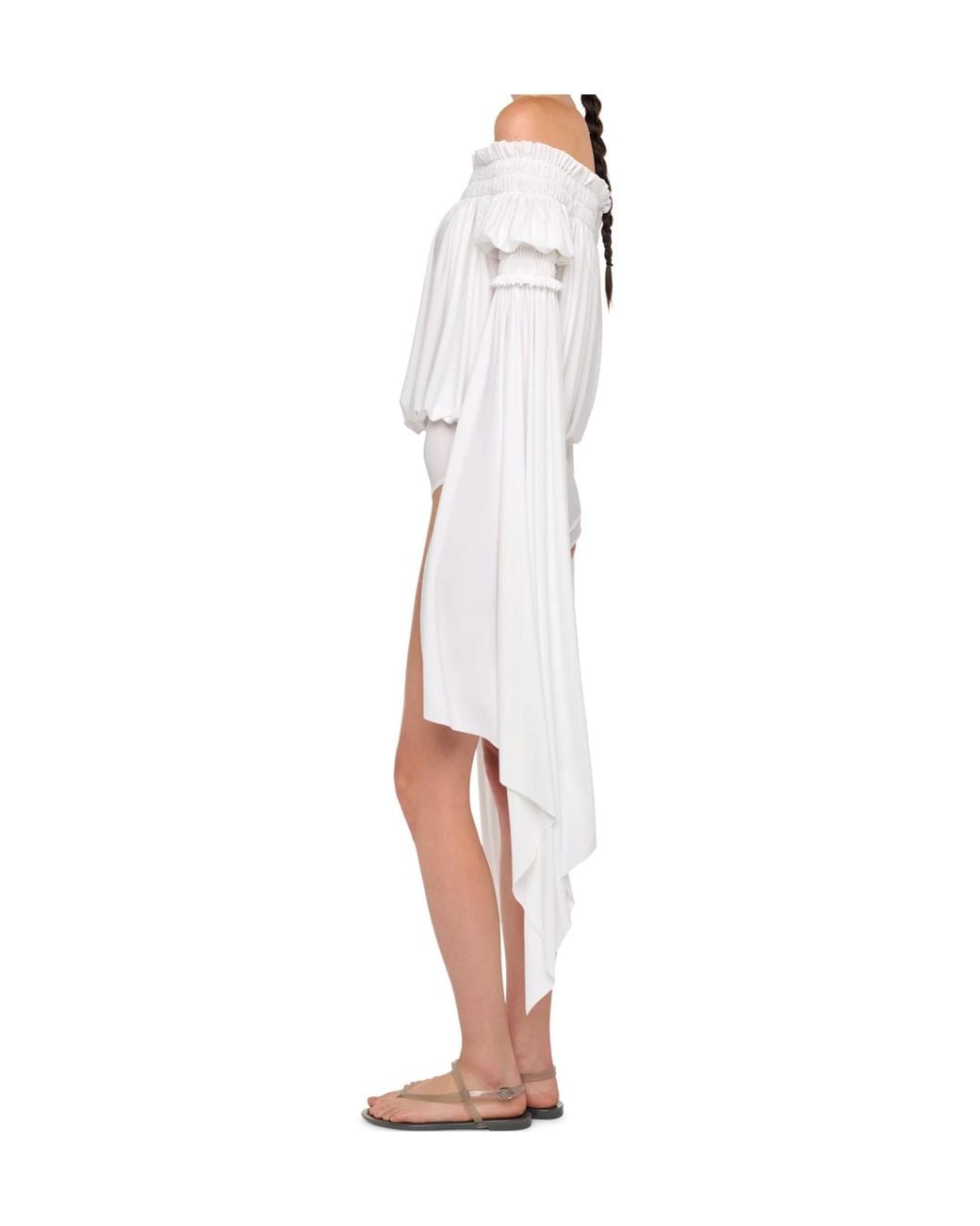 Norma Kamali White Handkerchief-Sleeve Bodysuit