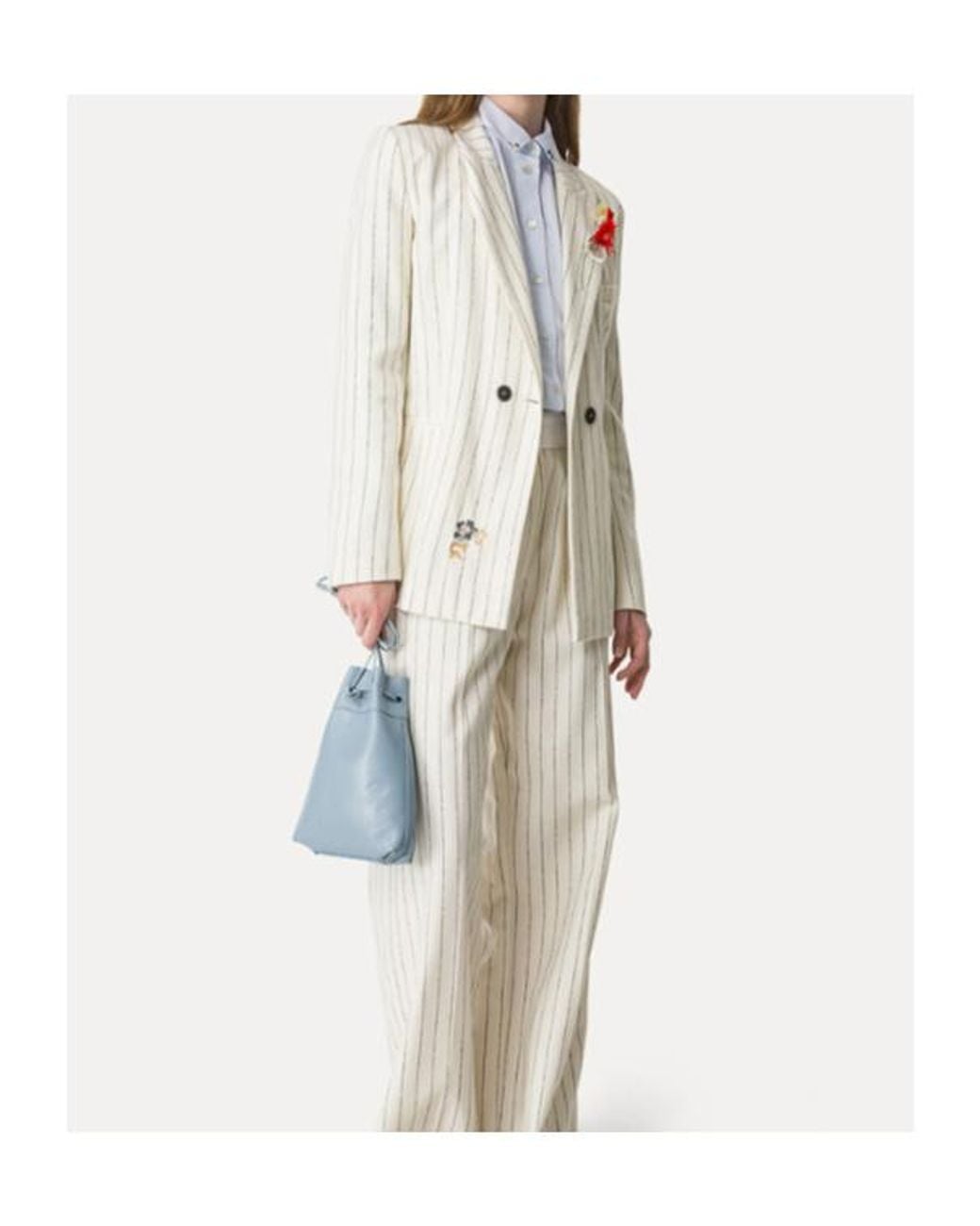 Forte_forte White Pinstriped Embroidered Jacket