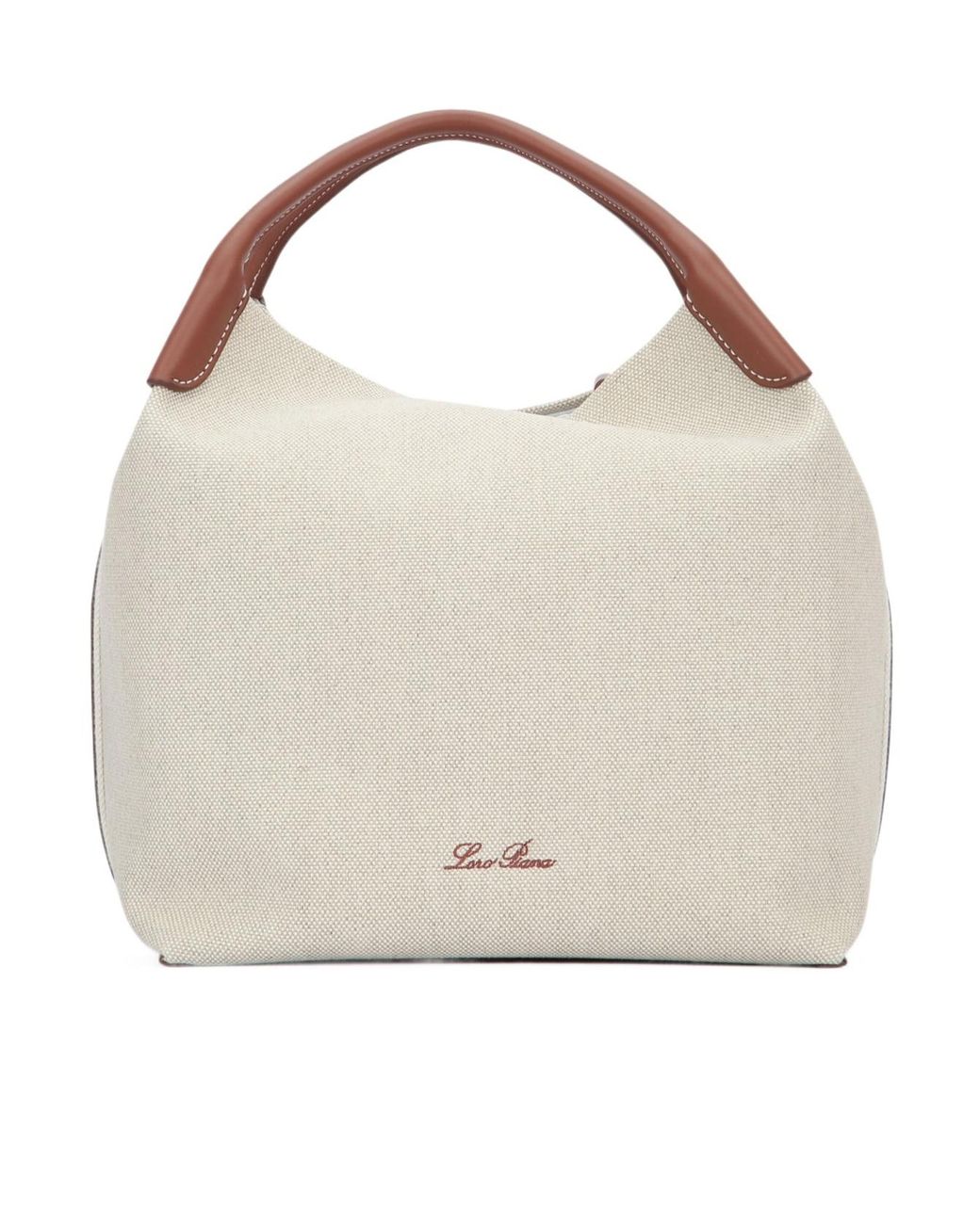 Loro Piana Natural Bale Leather-Trimmed Fabric Tote Bag