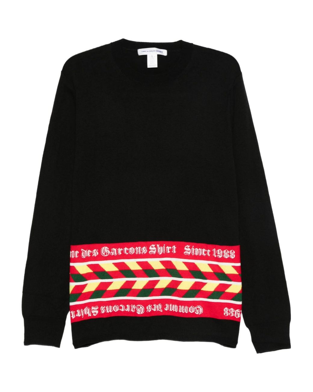 Comme des Garçons Black Geometric-Pattern Crew-Neck Sweater for men