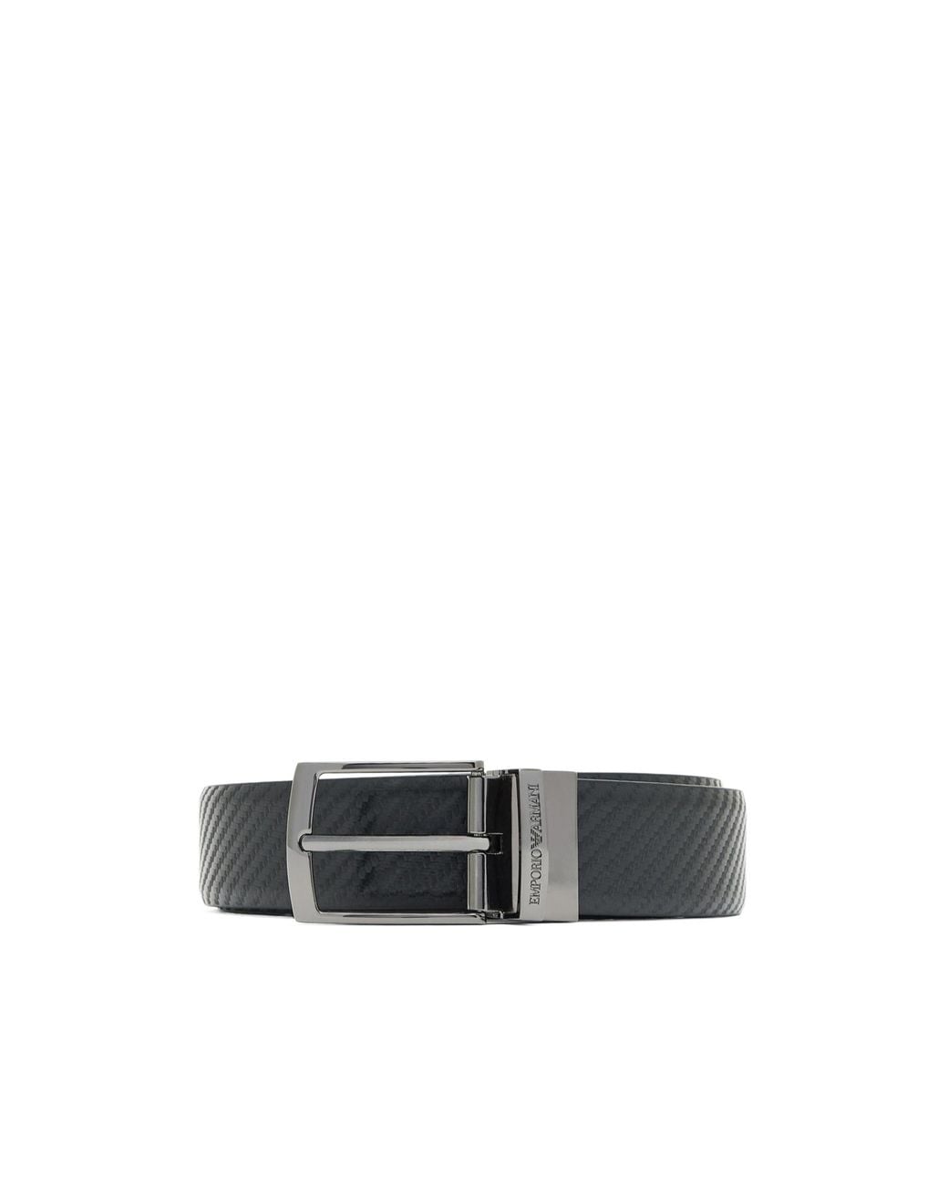 Emporio Armani White Embossed Buckle Belt for men
