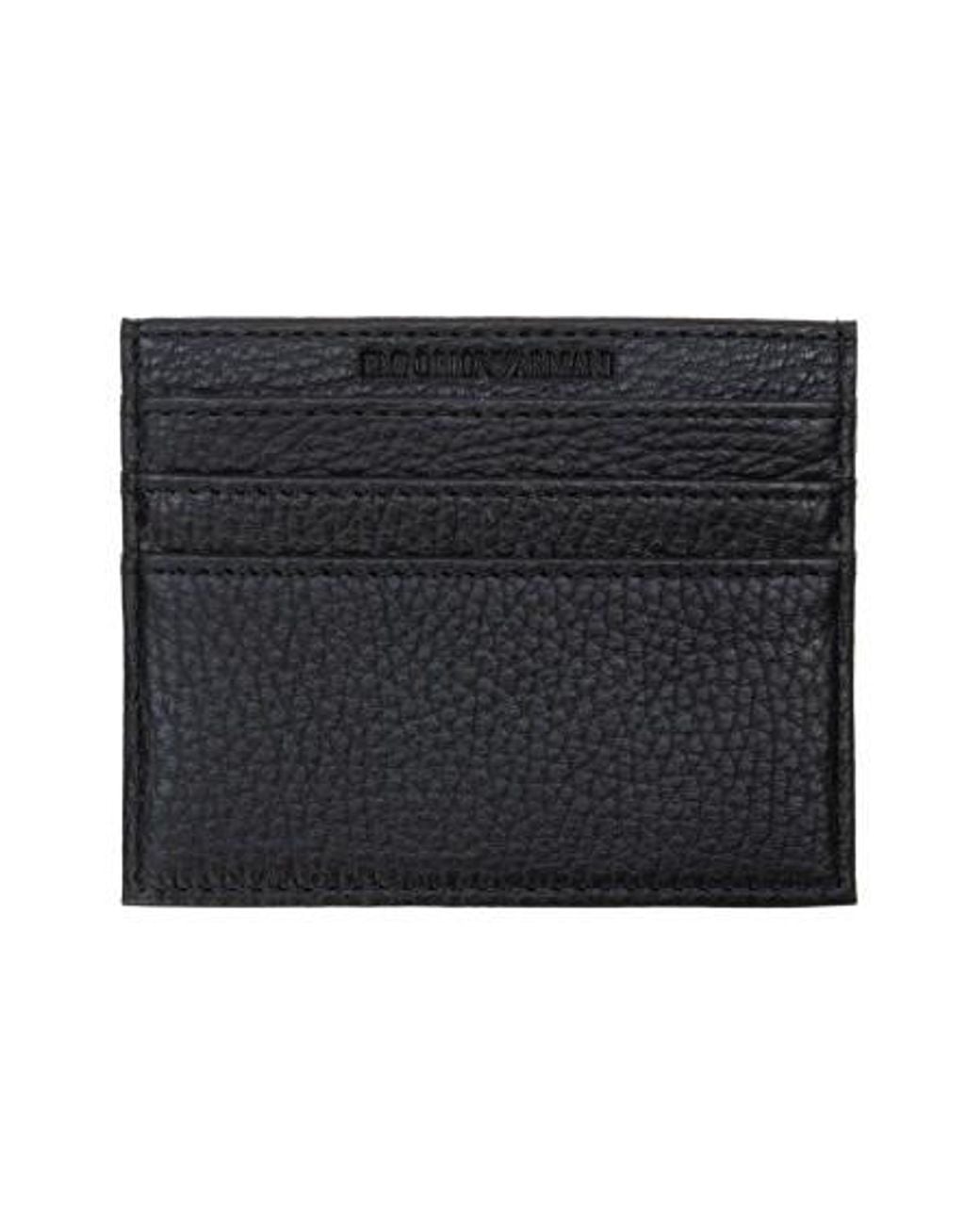 Emporio Armani Black Logo Plaque Card Holder for men