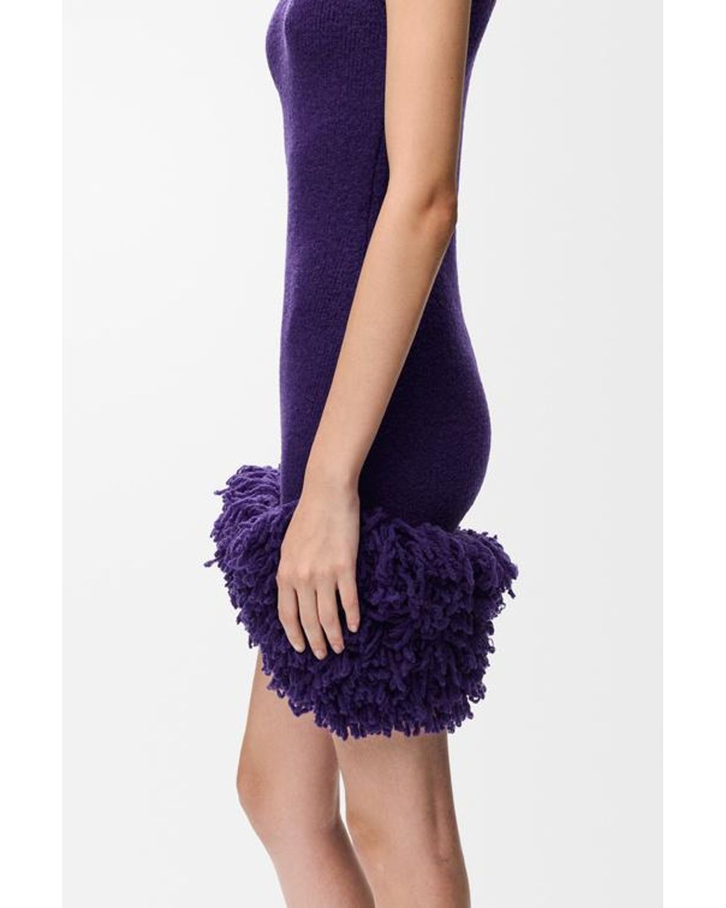 Loewe Purple Fringe-Trim Sleeveless Dress
