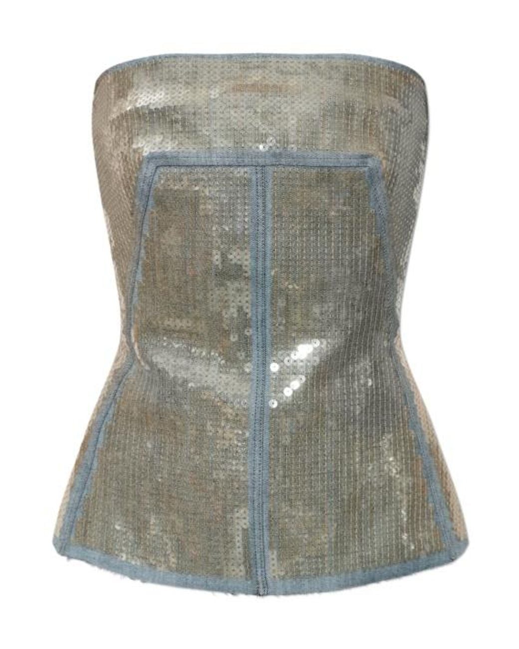 Rick Owens Gray Sequined Sleeveless Top