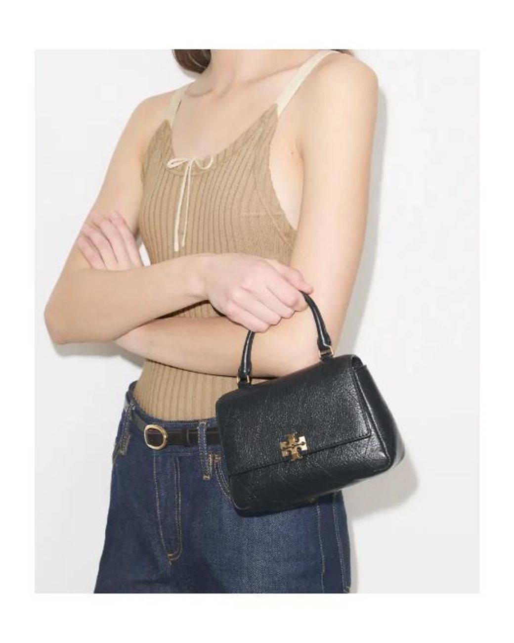 Tory Burch Black Charlie Quilted Chain Tote Bag