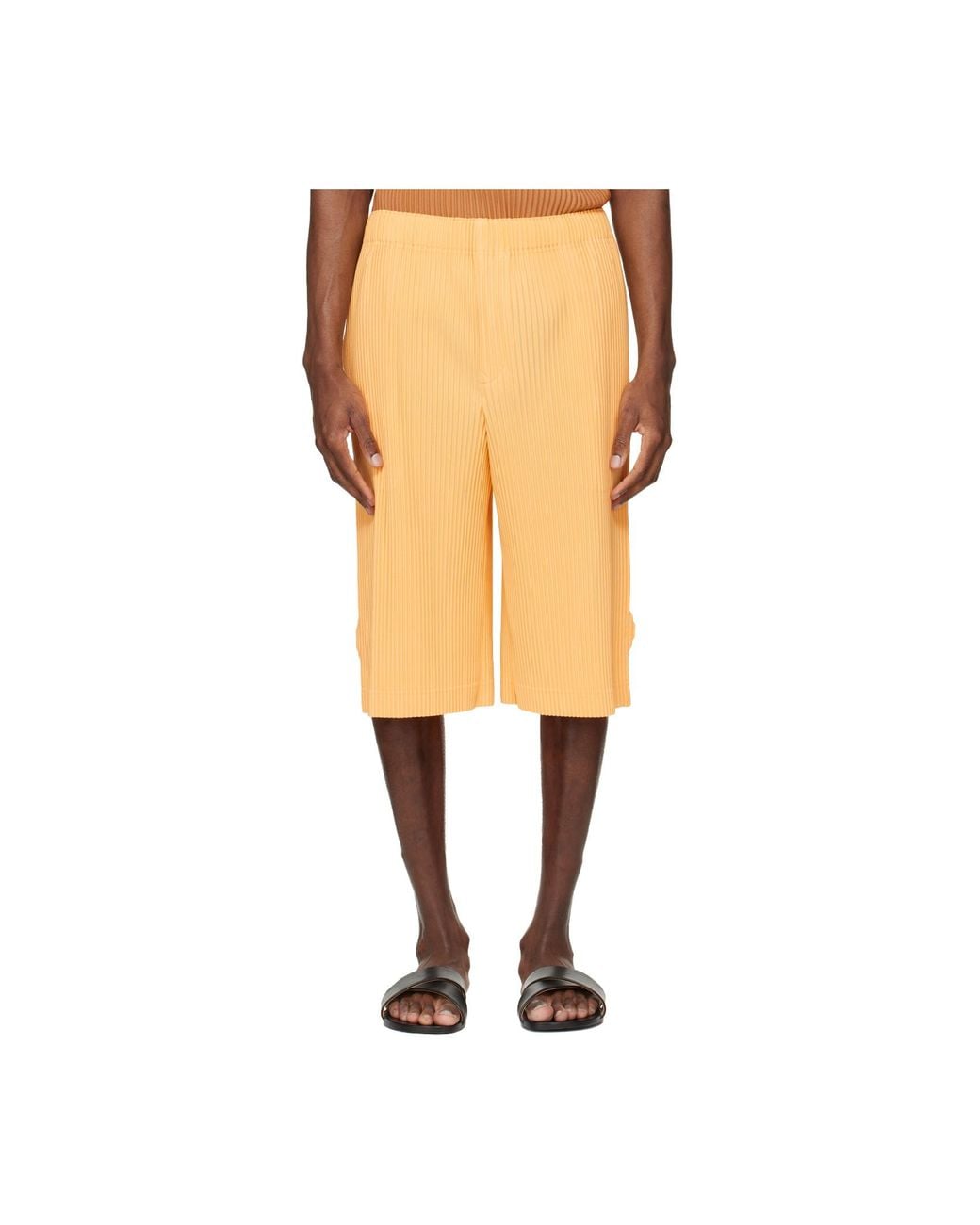 Homme Plissé Issey Miyake Yellow Wear Or Wrap Pleated Shorts for men