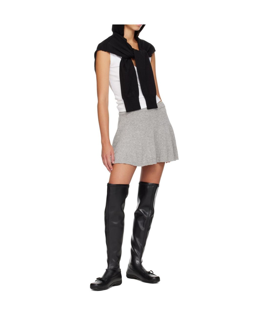 OPEN YY Black Thigh-High Ballet Boots