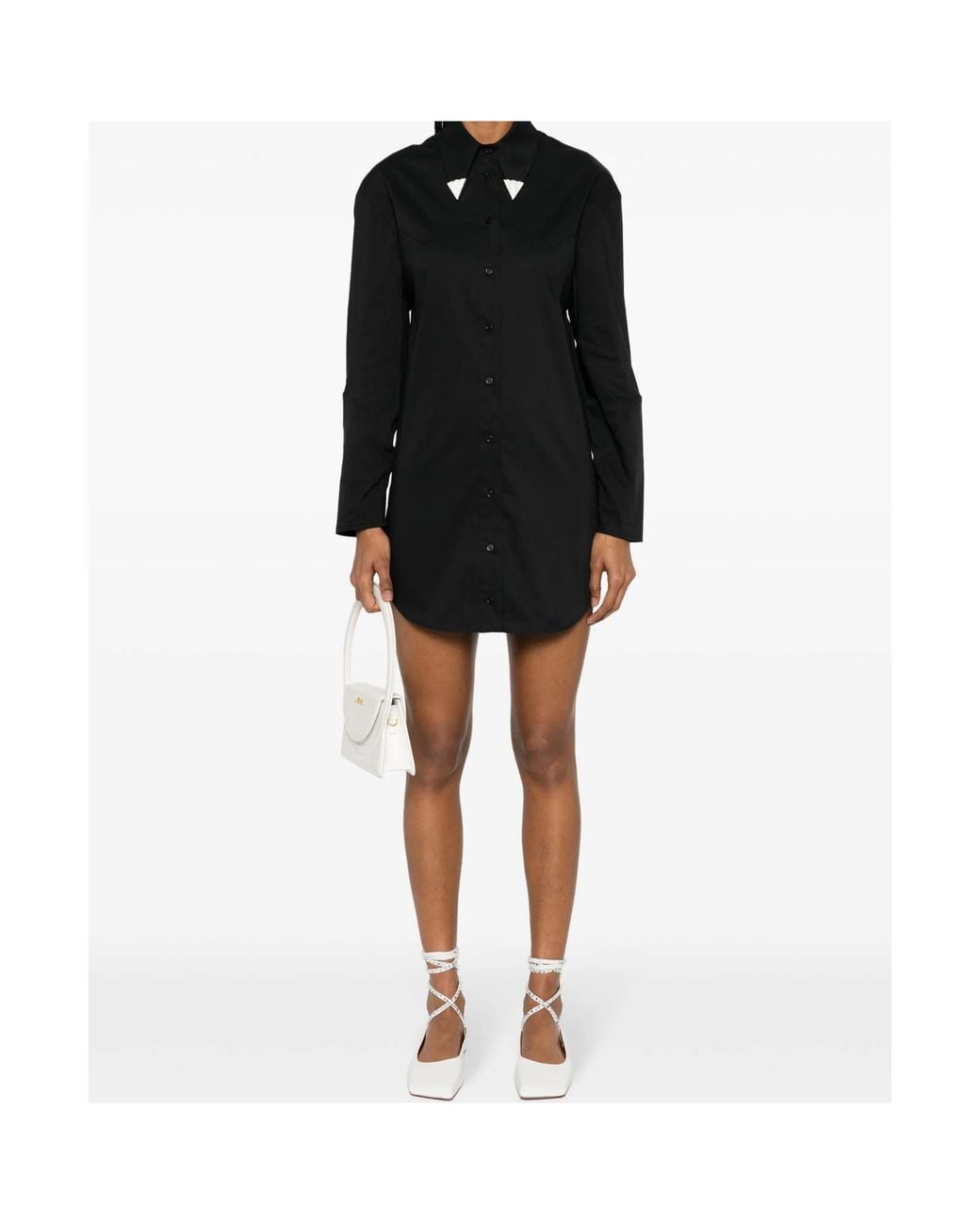 GIUSEPPE DI MORABITO Black Rhinestone-Embellished Poplin Mini Dress