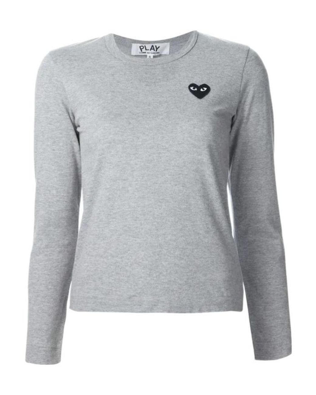 COMME DES GARÇONS PLAY Gray Long-Sleeve T-Shirt With Chest Patch