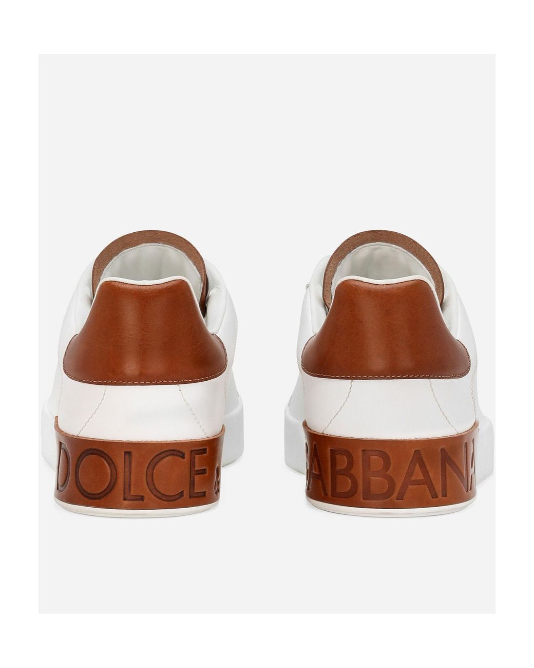 Dolce & Gabbana White Portofino Logo Debossed Sneakers for men