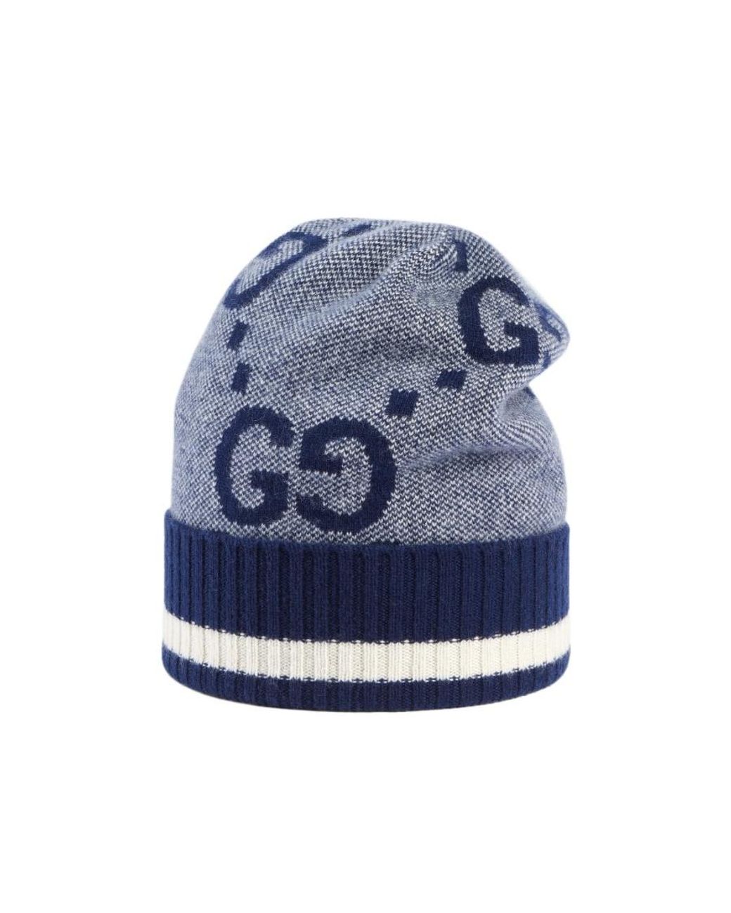 Gucci Blue Monogram Knitted Beanie for men