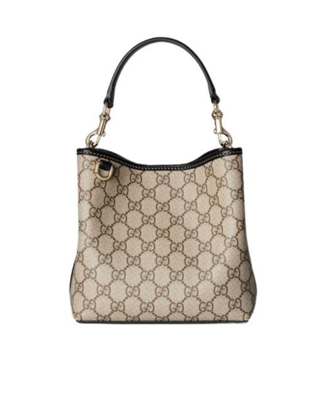 Gucci Natural Gg Emblem Small Bucket Bag
