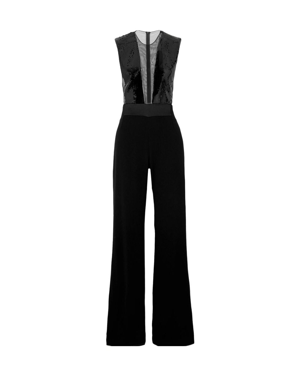Galvan Black Sequin-Embellished Sleeveless Jumpsuit