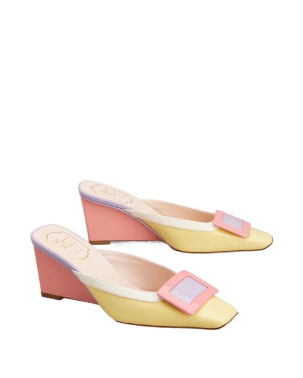 Roger Vivier Pink Belle Vivier Wedge Mules