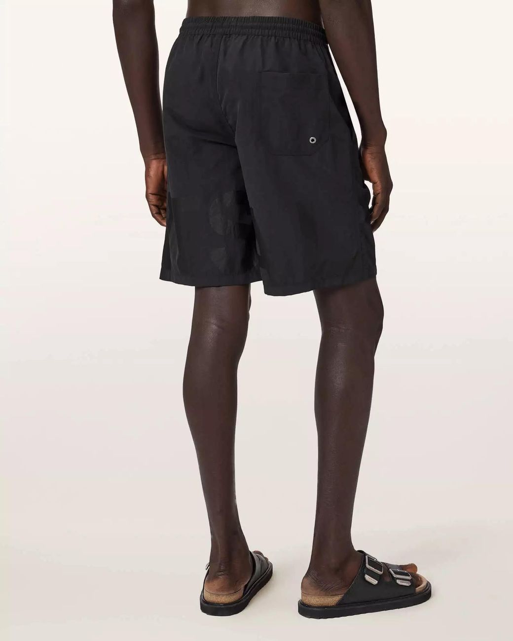 AllSaints Black Largeletter Drawstring Swim Shorts for men
