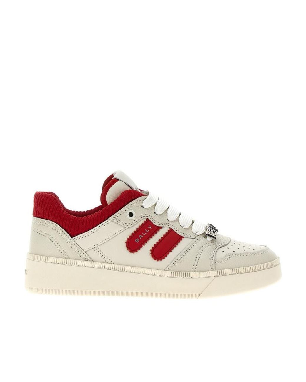 Bally Red Round Toe Lace-Up Sneakers for men