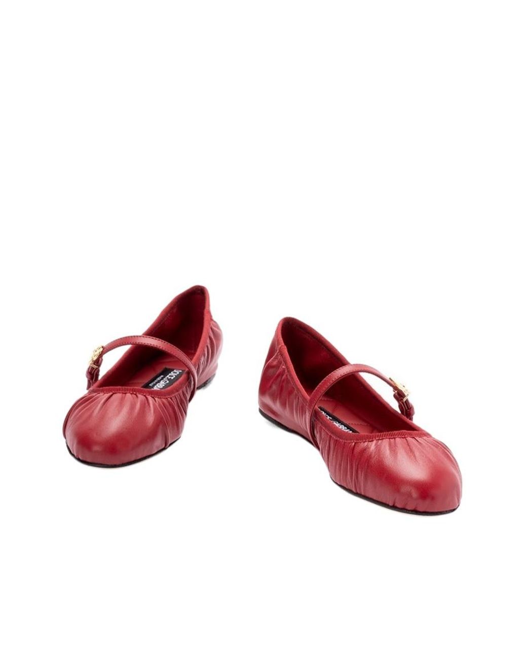 Dolce & Gabbana Red Dg Logo Plaque Ballet Flats