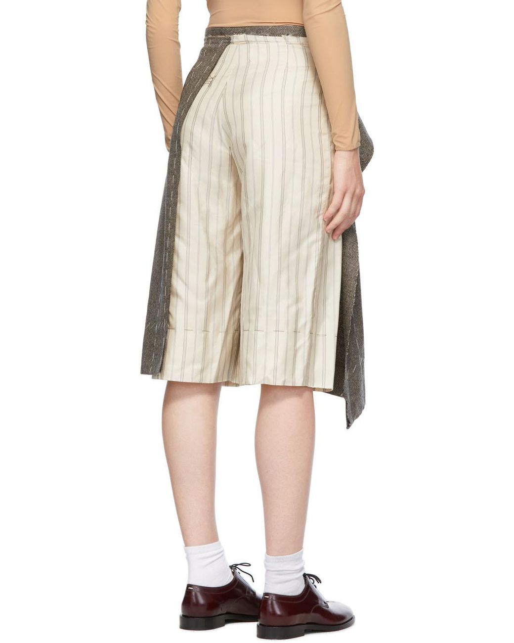 Maison Margiela Gray Deconstructed Striped Bermuda Shorts