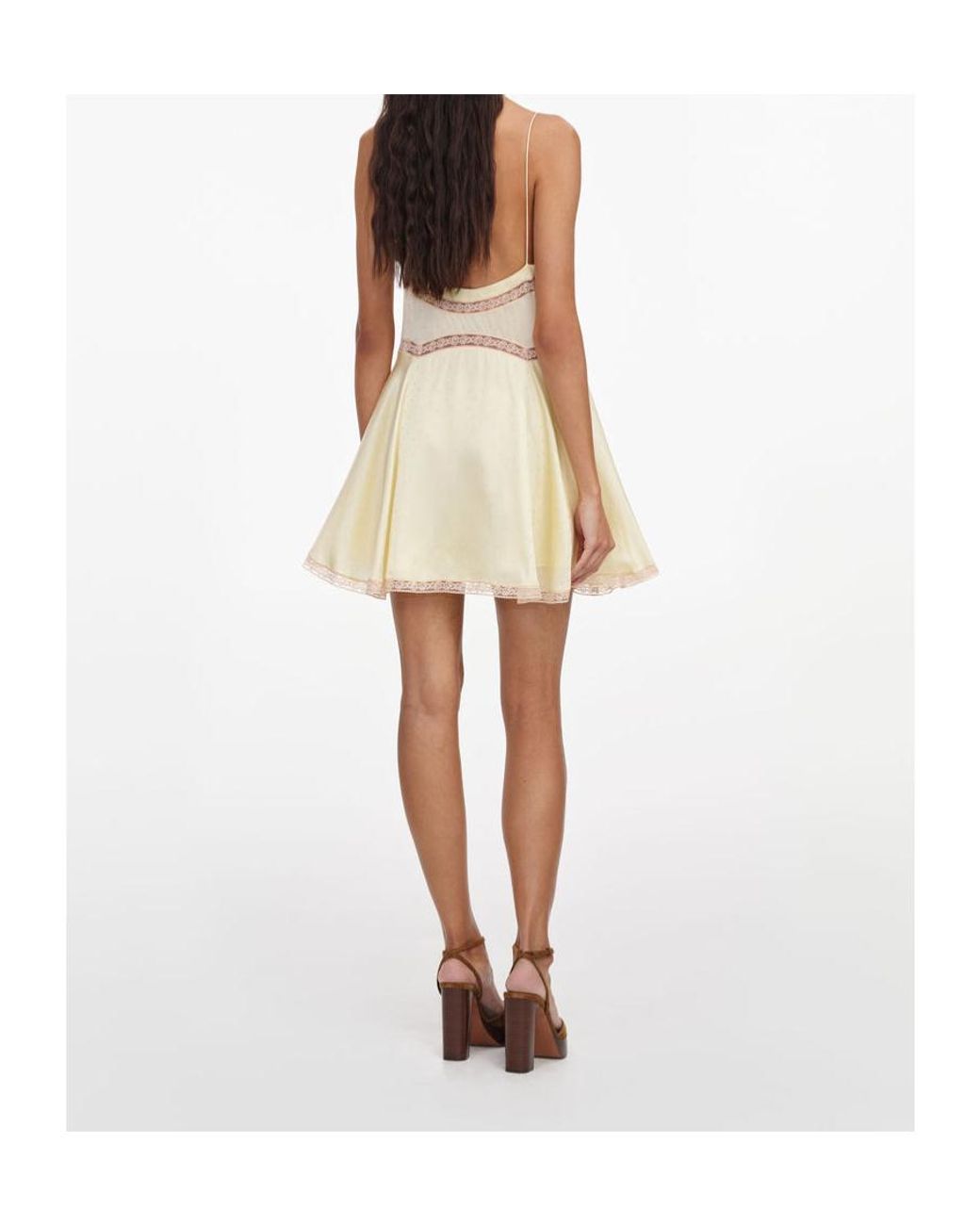 Self-Portrait Natural Lace-Trim Polka-Dot Mini Dress