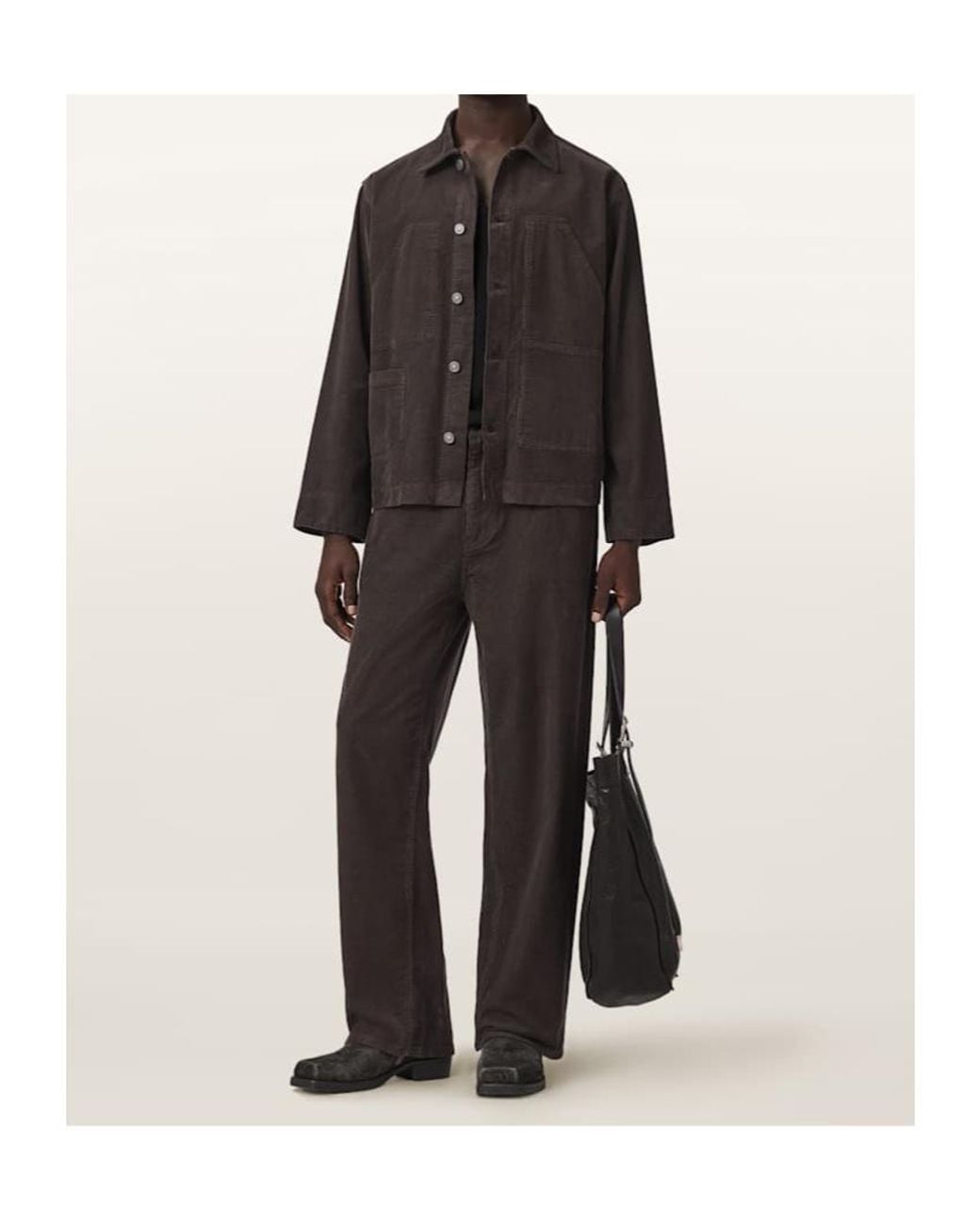 AllSaints Brown Long-Sleeved Shirt Jacket for men