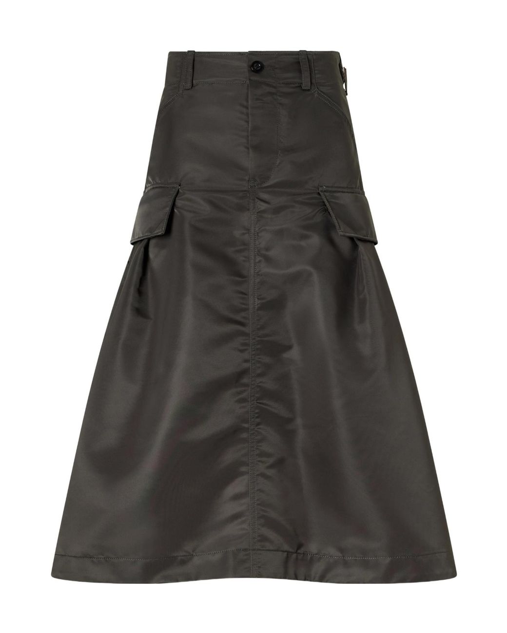 Sacai Black Pleated -Twill Midi Skirt