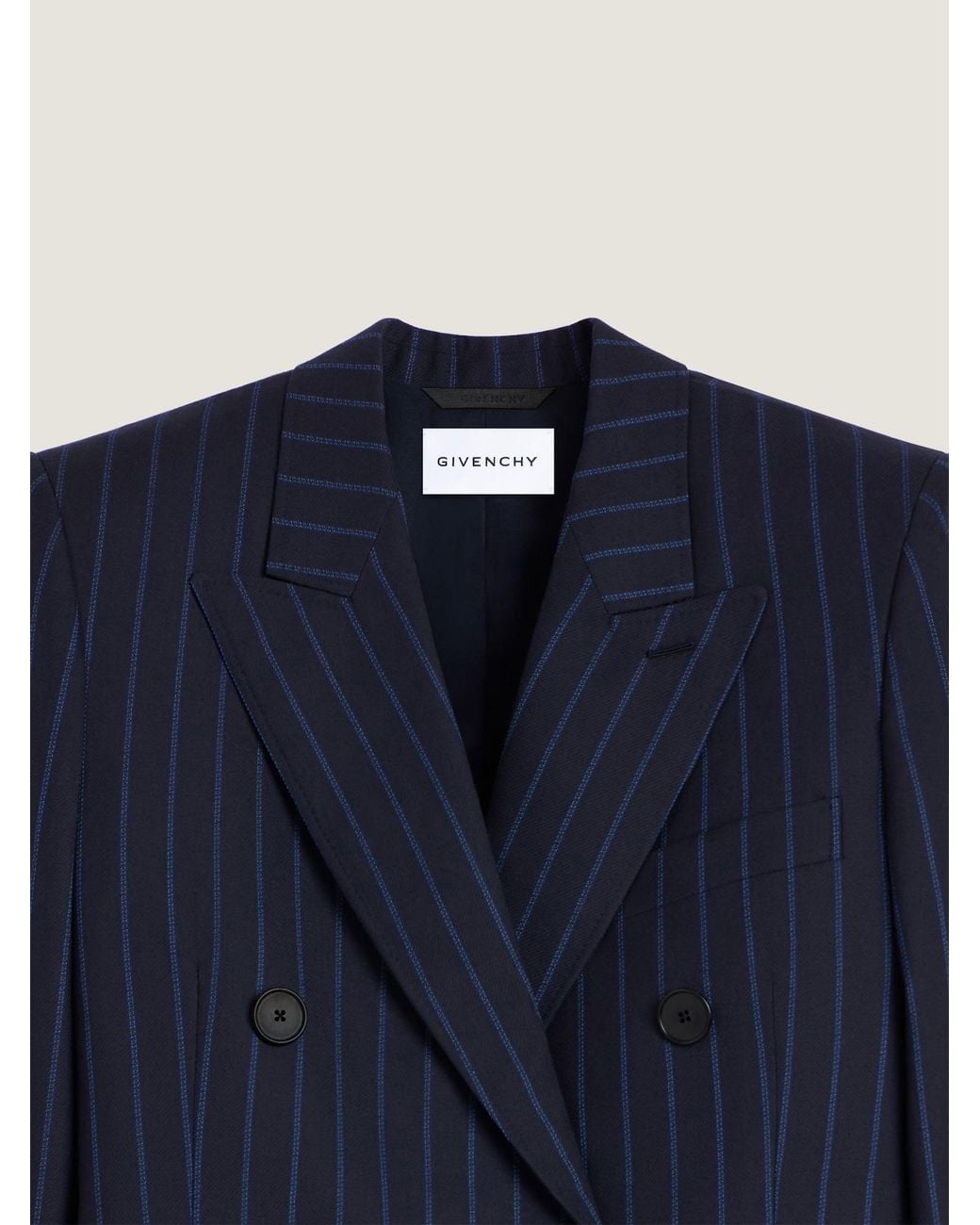 Givenchy Blue Double-Breasted Pinstripe Blazer