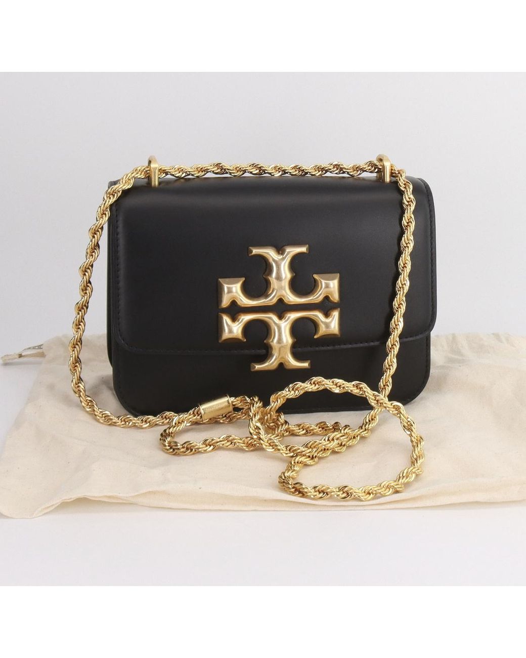 Tory Burch Black Eleanor Logo Plaque Small Shoulder Bag