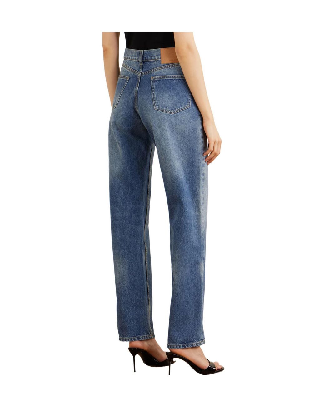 Magda Butrym Blue High-Rise Straight-Leg Boyfriend Jeans