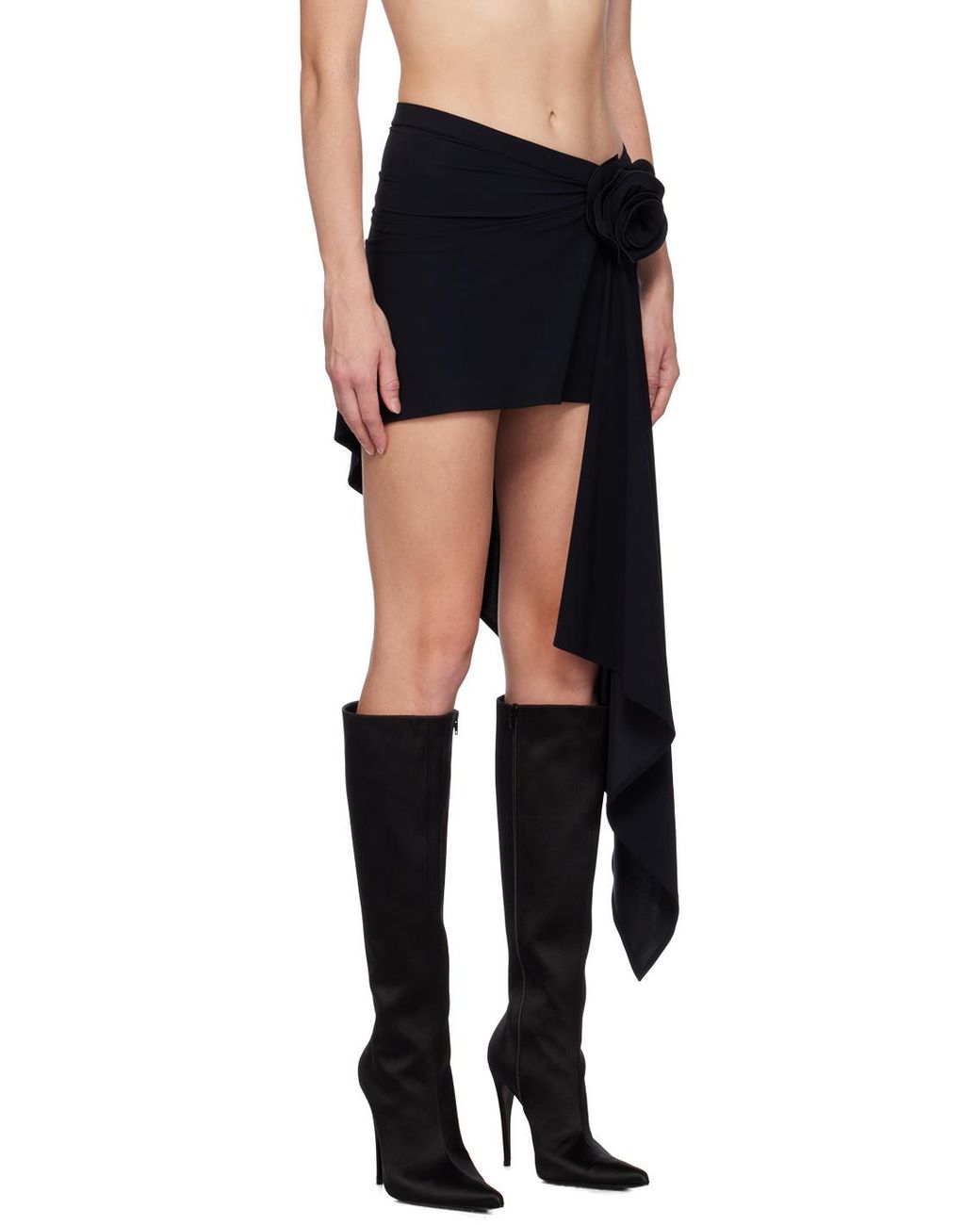 Magda Butrym Black Asymmetrical Draped Swim Skirt