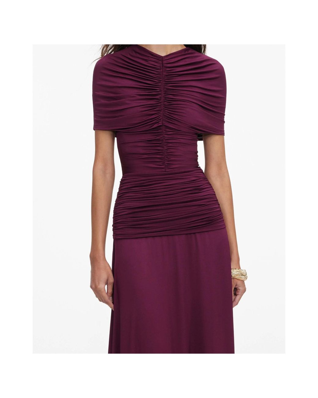 Self-Portrait Purple Knitted Pleated Midi Dress