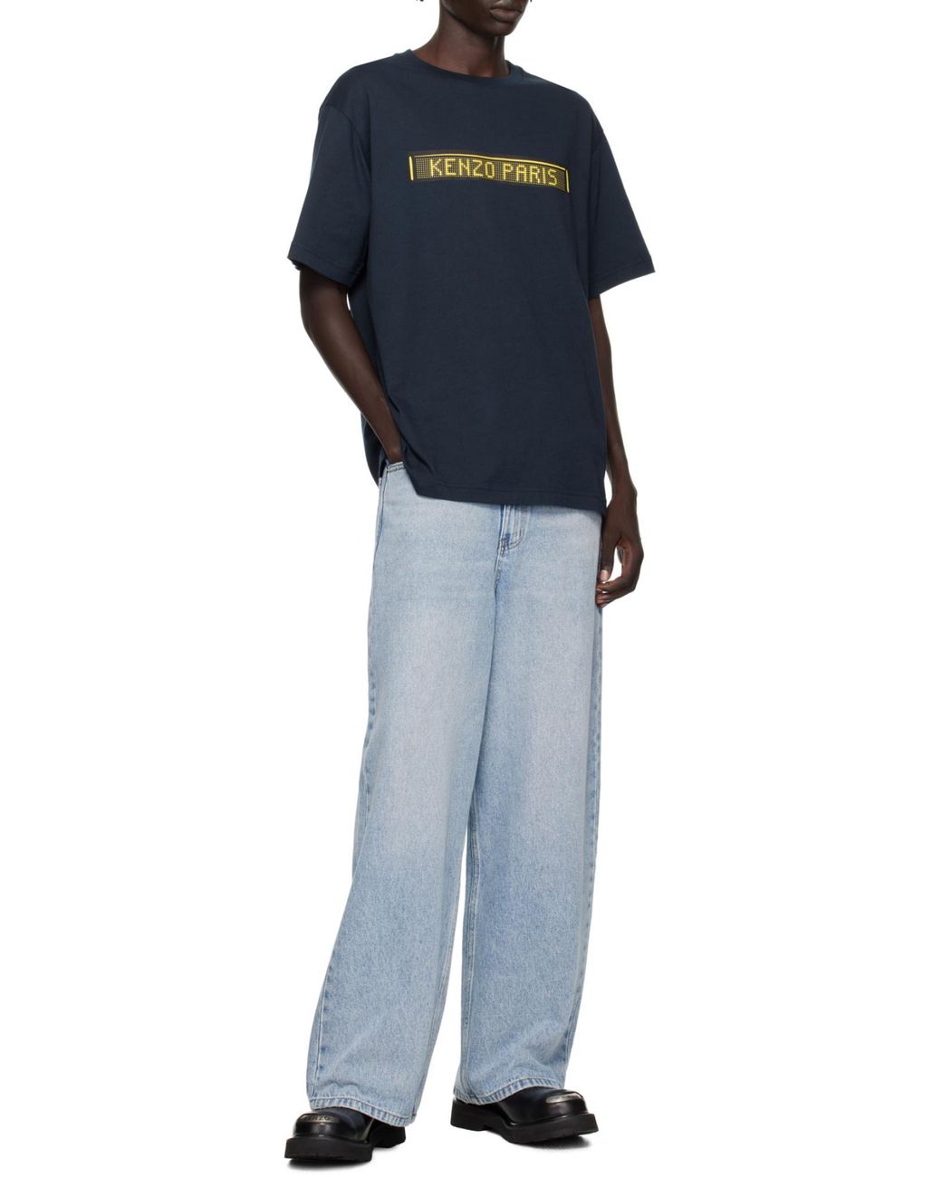 KENZO Blue Paris Logo Printed Crewneck T-Shirt for men