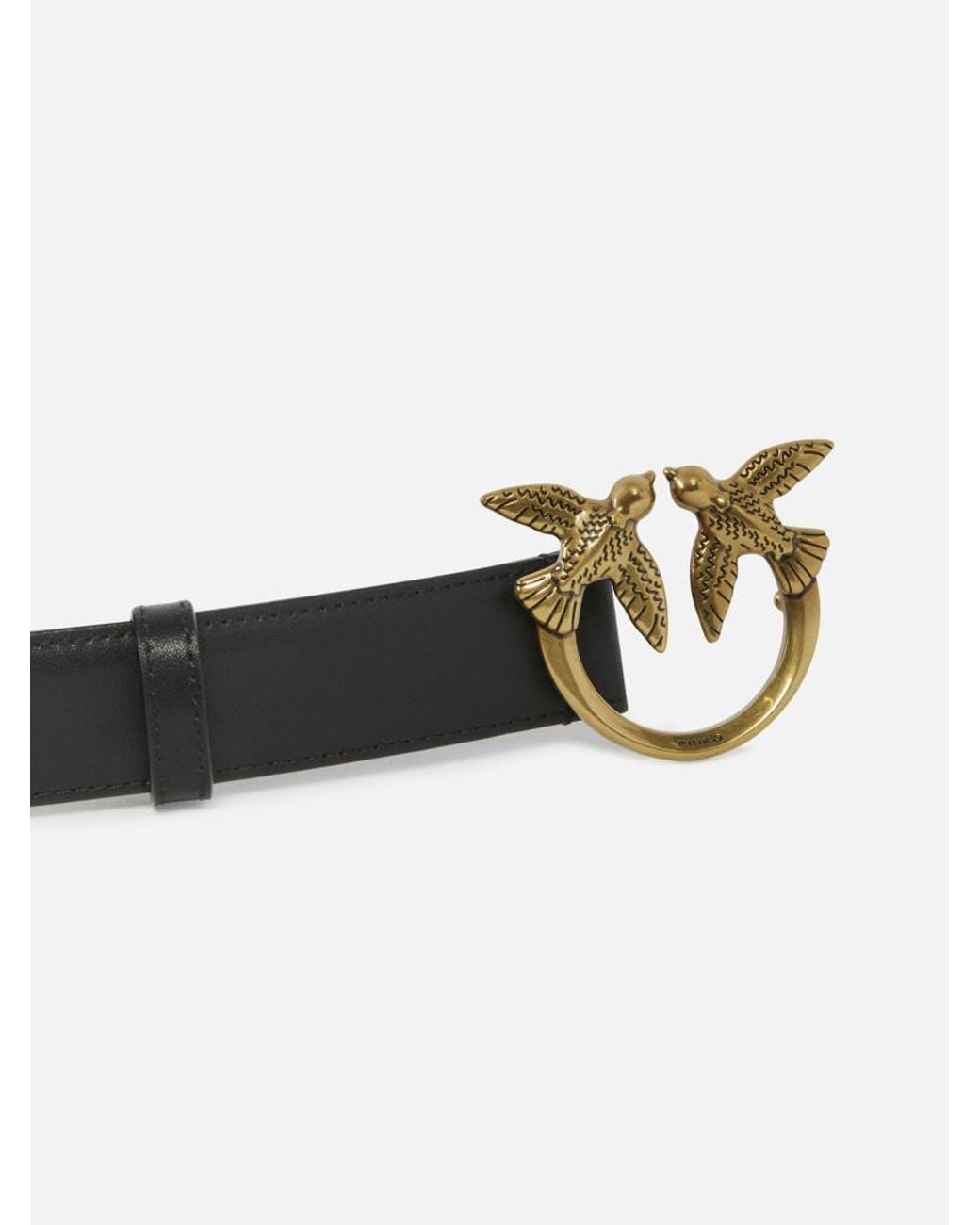 Pinko White Lovebird Metal Buckle Belt