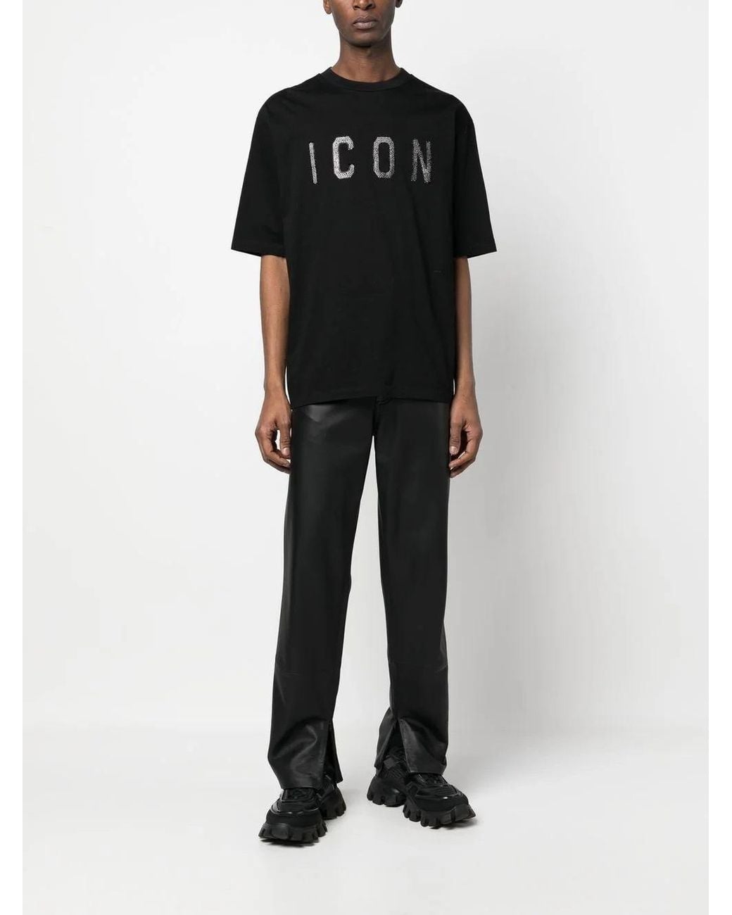 DSquared² Black Icon-Print Cotton T-Shirt for men