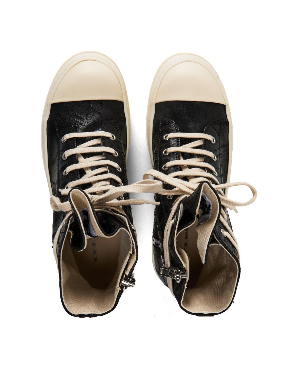 Rick Owens Black Solid Color High-Top Casual Shoes for men